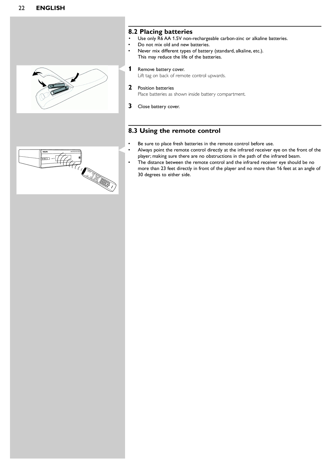 Pioneer SL50I manual Placing batteries, Using the remote control 