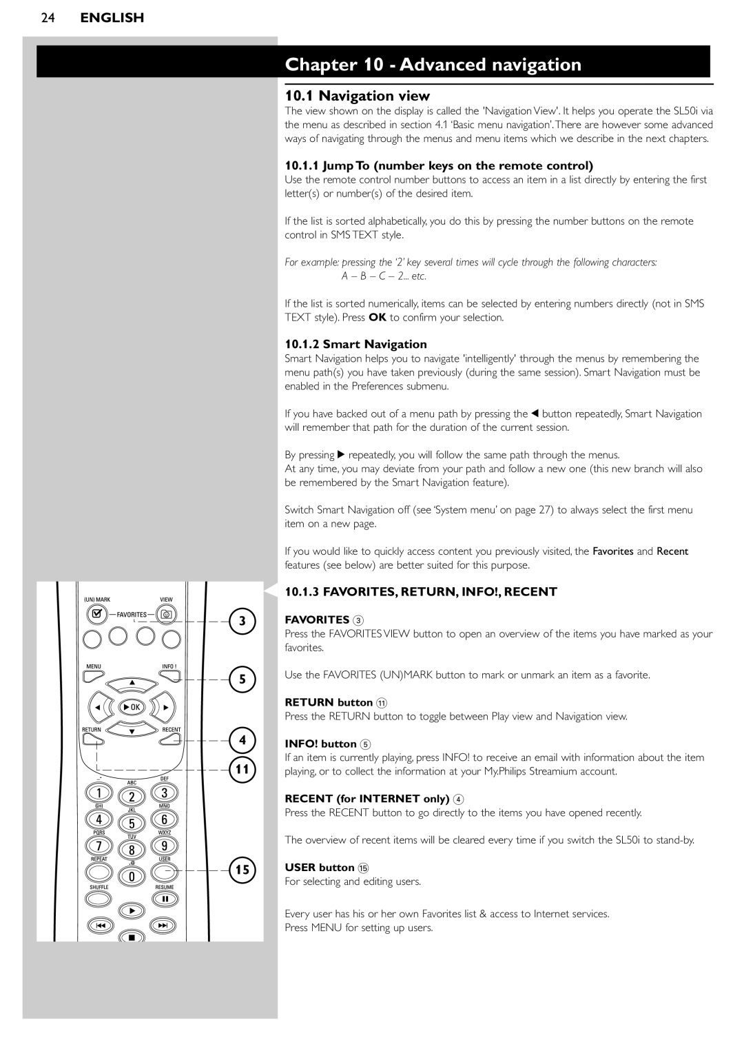 Pioneer SL50I manual Advanced navigation, Navigation view, Jump To number keys on the remote control, Smart Navigation 