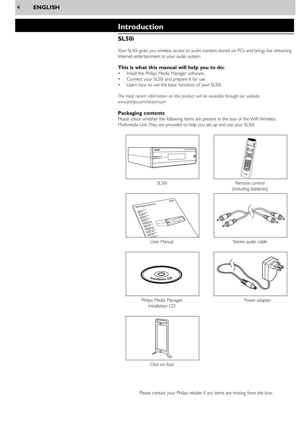 Pioneer SL50I Introduction, SL50i, This is what this manual will help you to do, Packaging contents 