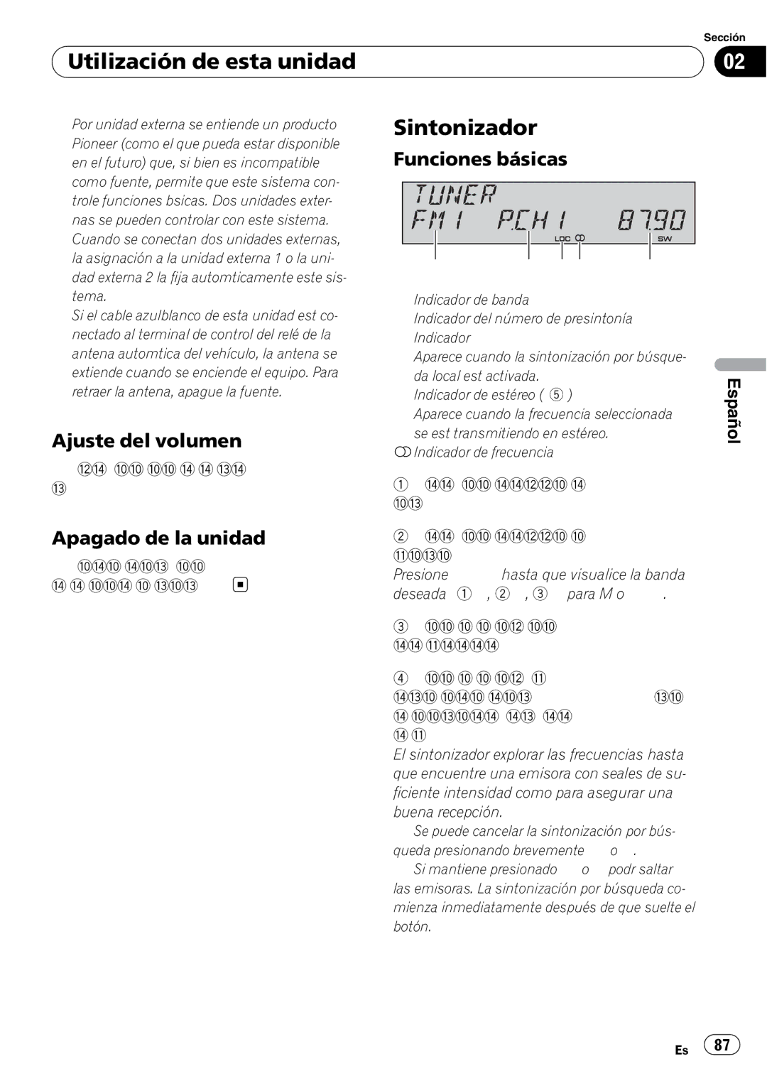 Pioneer SRC7127-B/N operation manual Sintonizador, Ajuste del volumen, Apagado de la unidad, Funciones básicas 