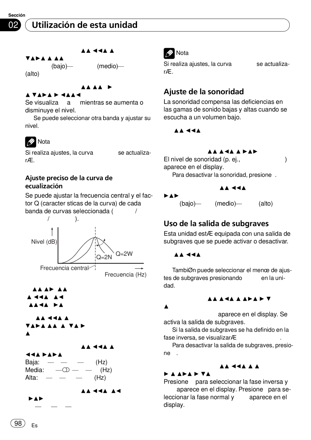 Pioneer SRC7127-B/N Ajuste de la sonoridad, Uso de la salida de subgraves, Ajuste preciso de la curva de ecualización 