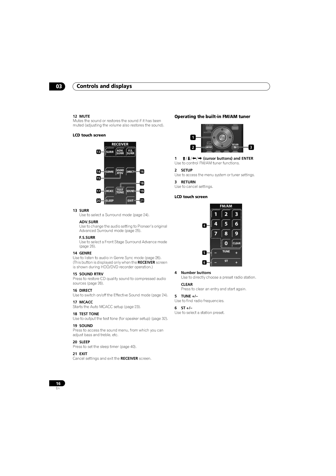 Pioneer SSP-LX70ST, SX-LX70W, AS-LX70, HTP-LX70 manual Operating the built-in FM/AM tuner, LCD touch screen 