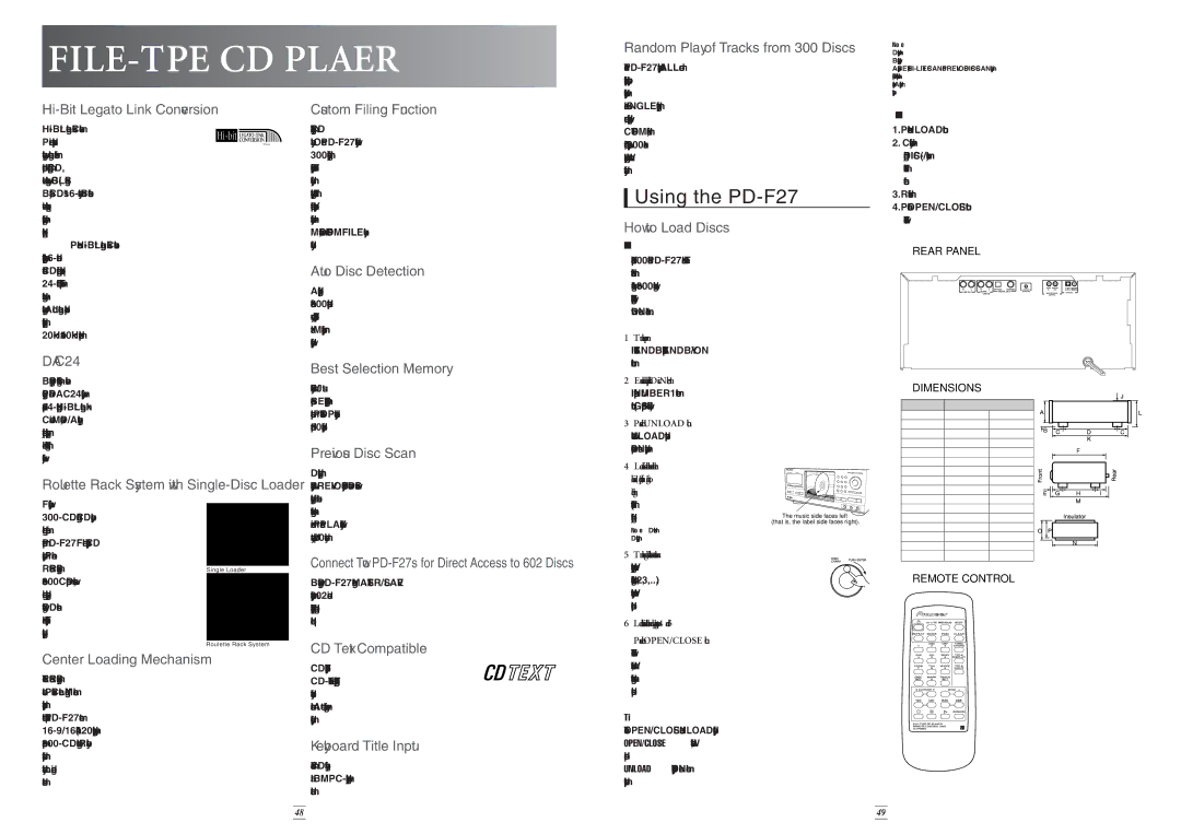 Pioneer Stereo System manual Using the PD-F27 