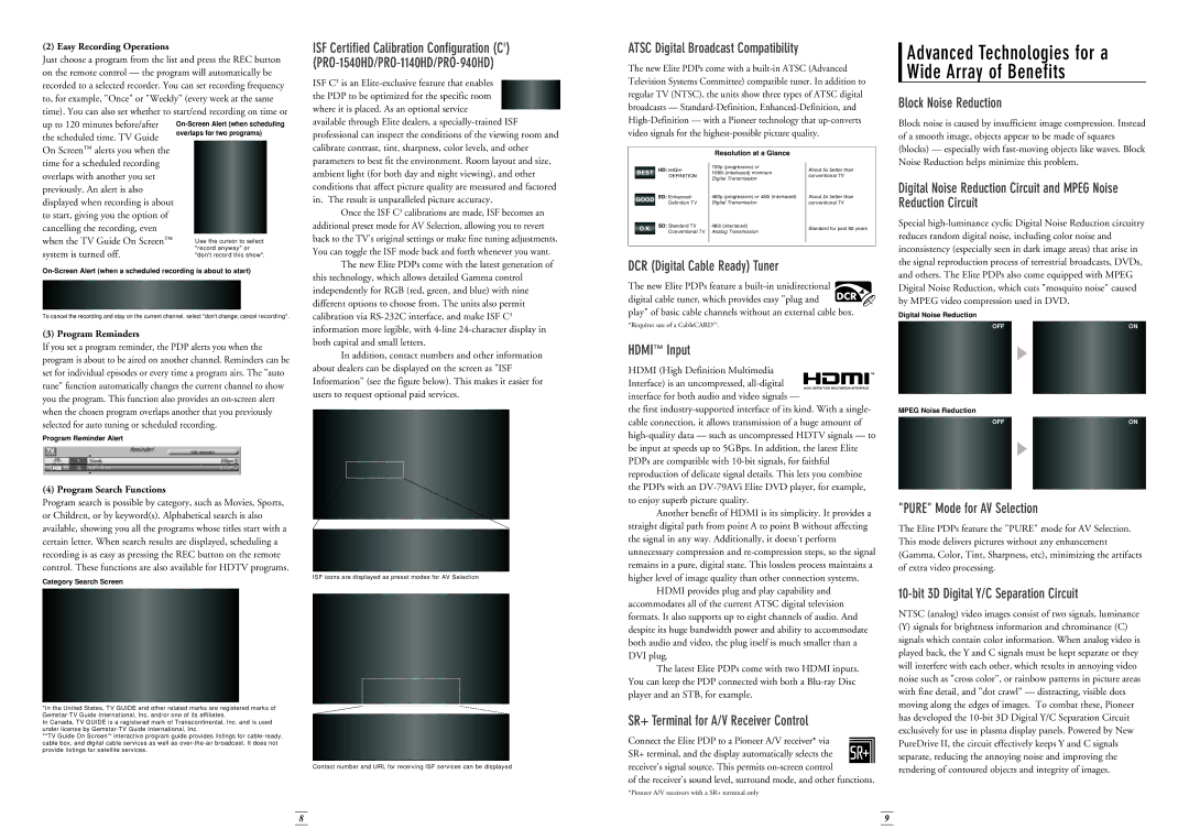 Pioneer Stereo System manual Atsc Digital Broadcast Compatibility, DCR Digital Cable Ready Tuner, Hdmi Input 