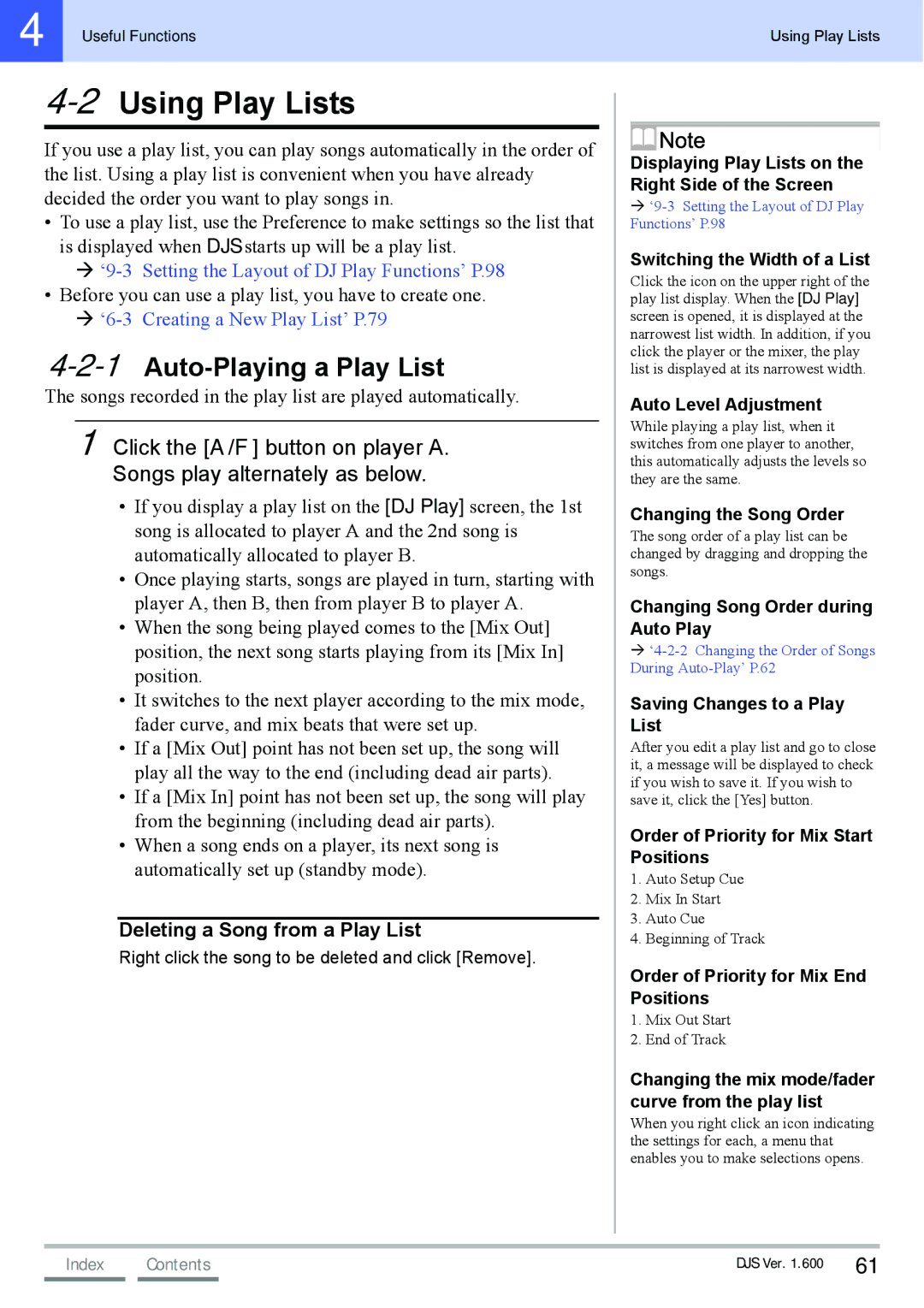 Pioneer SVJ-DL01D, SVJ-DS01D manual 2Using Play Lists, 1Auto-Playing a Play List, Deleting a Song from a Play List 