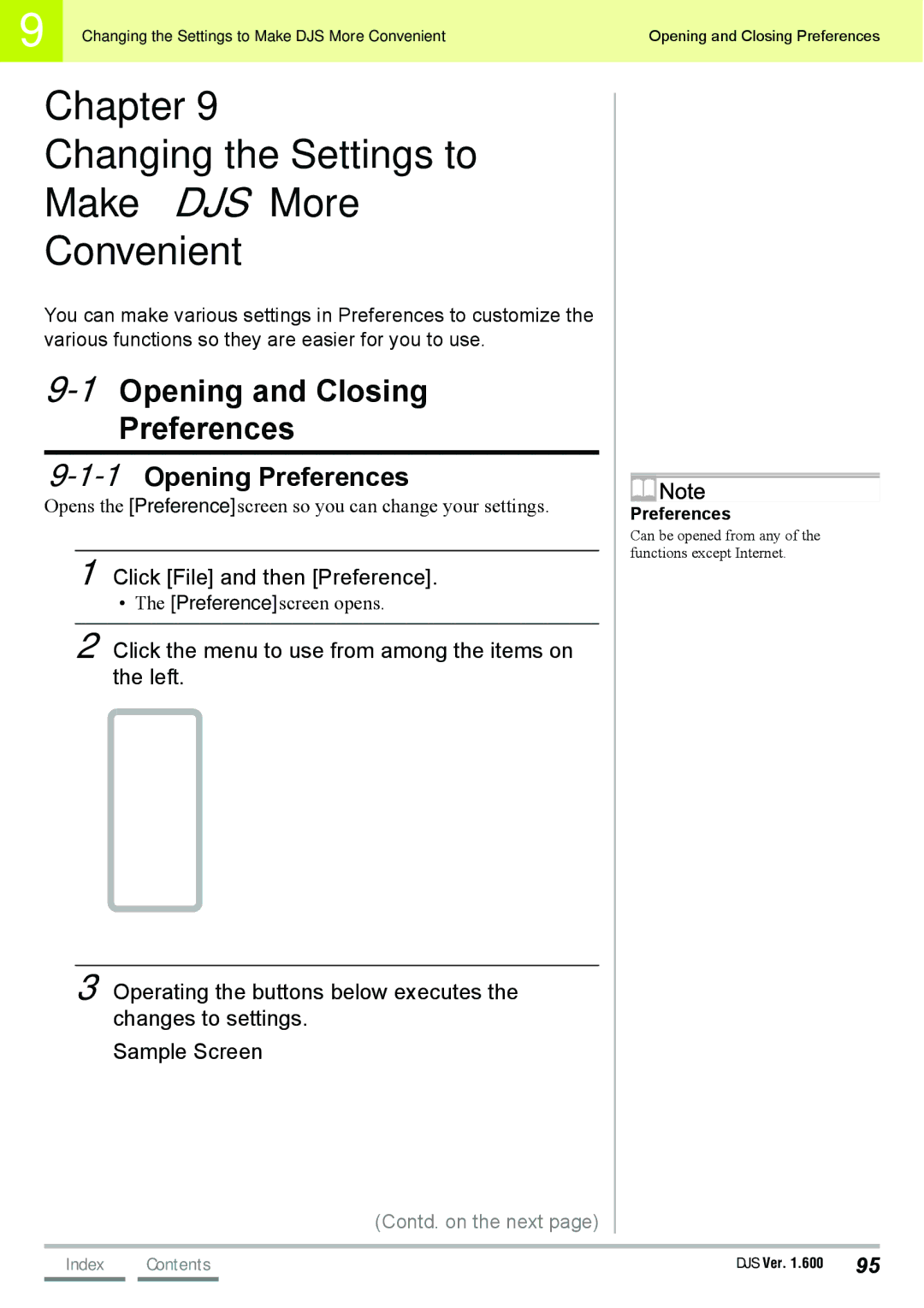 Pioneer SVJ-DS01D, SVJ-DL01 Chapter Changing the Settings to Make DJS More Convenient, 1Opening and Closing Preferences 