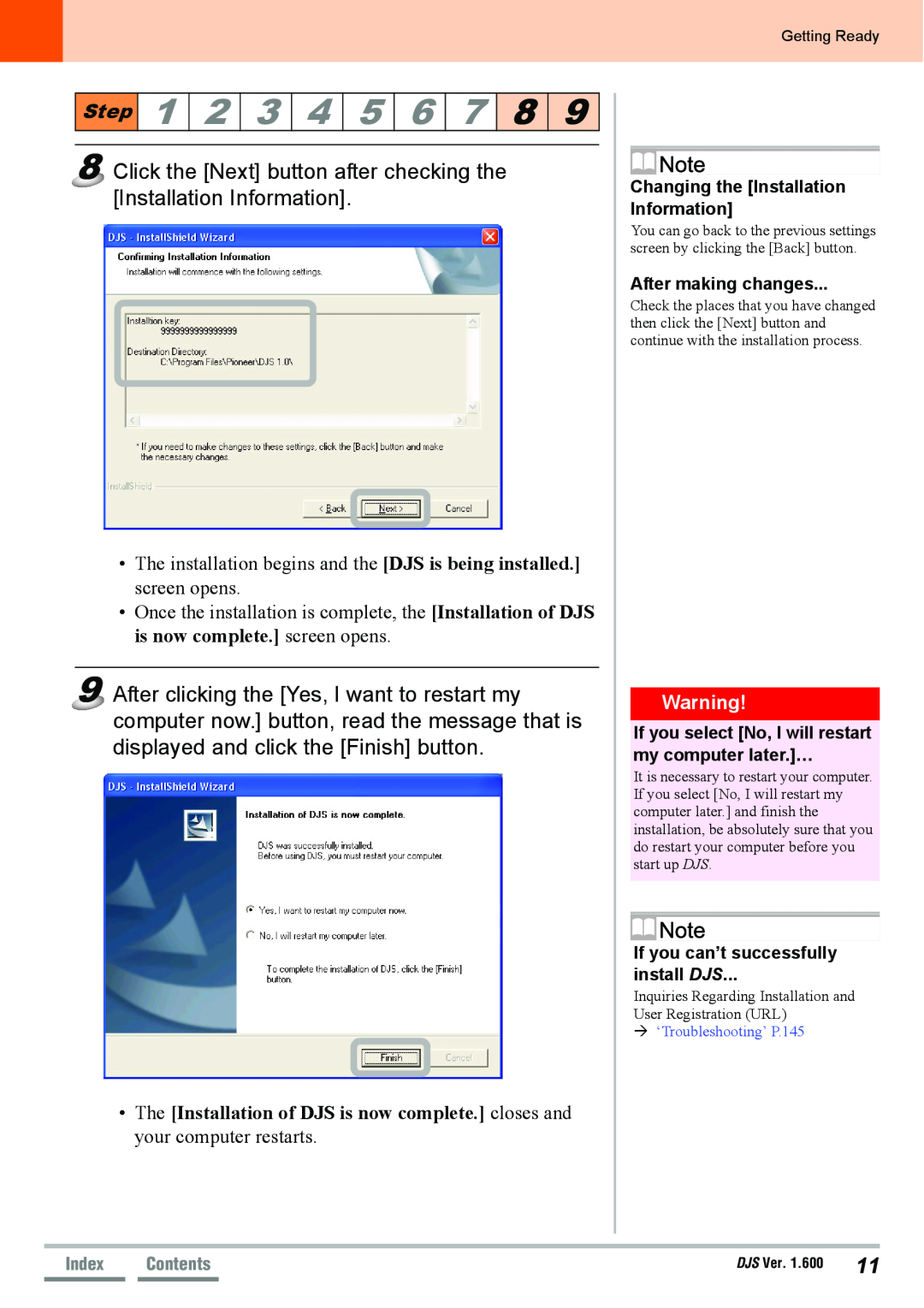 Pioneer SVJ-DS01D manual 2 3 4 5 6 7 8, Changing the Installation Information, After making changes, User Registration URL 