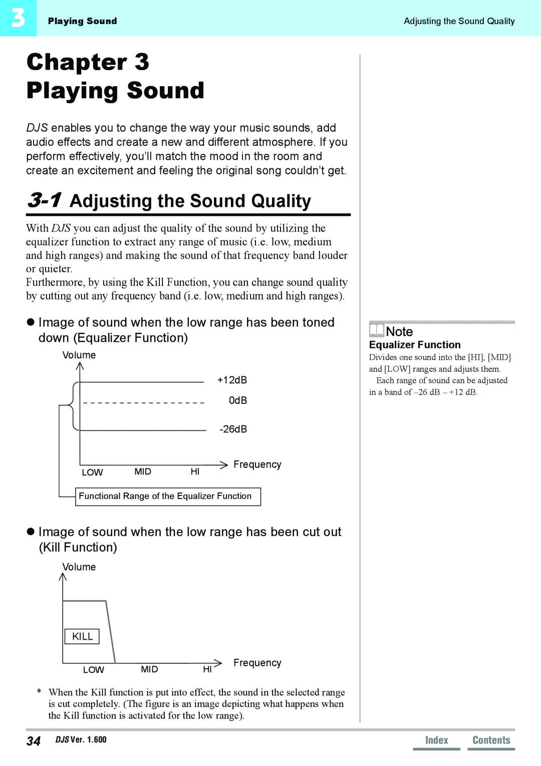 Pioneer SVJ-DL01D, SVJ-DS01D manual Chapter Playing Sound, Adjusting the Sound Quality 