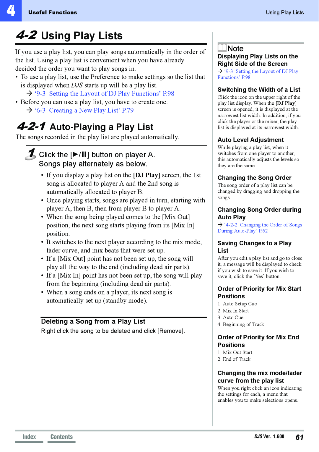 Pioneer SVJ-DL01D, SVJ-DS01 Using Play Lists, Auto-Playinga Play List, ‘9-3Setting the Layout of DJ Play Functions’ P.98 