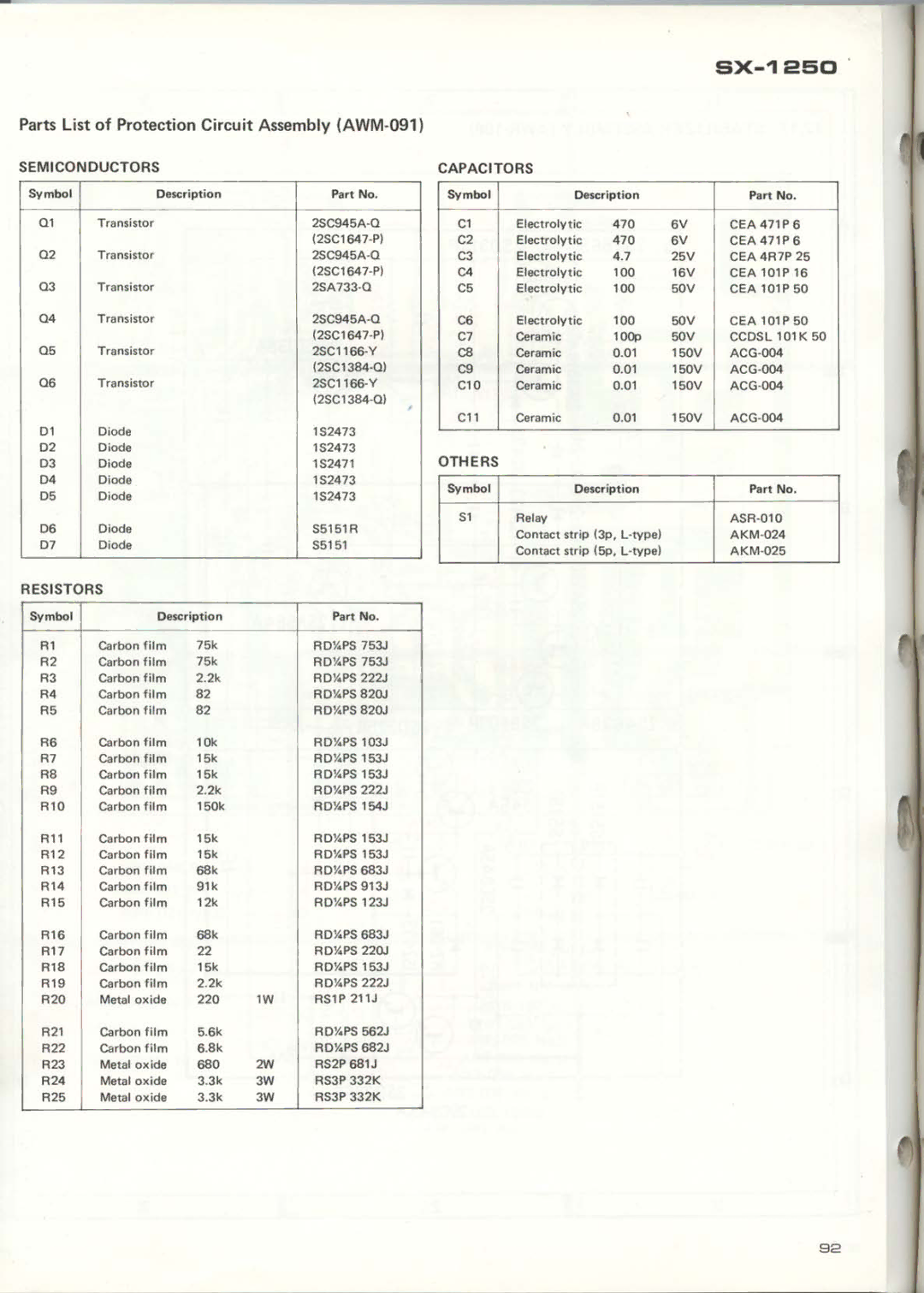 Pioneer SX-1250 manual 