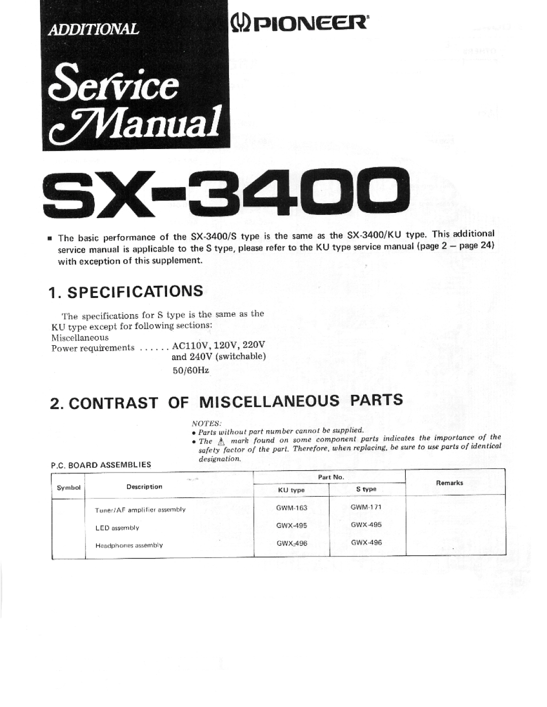 Pioneer SX-3400 manual 