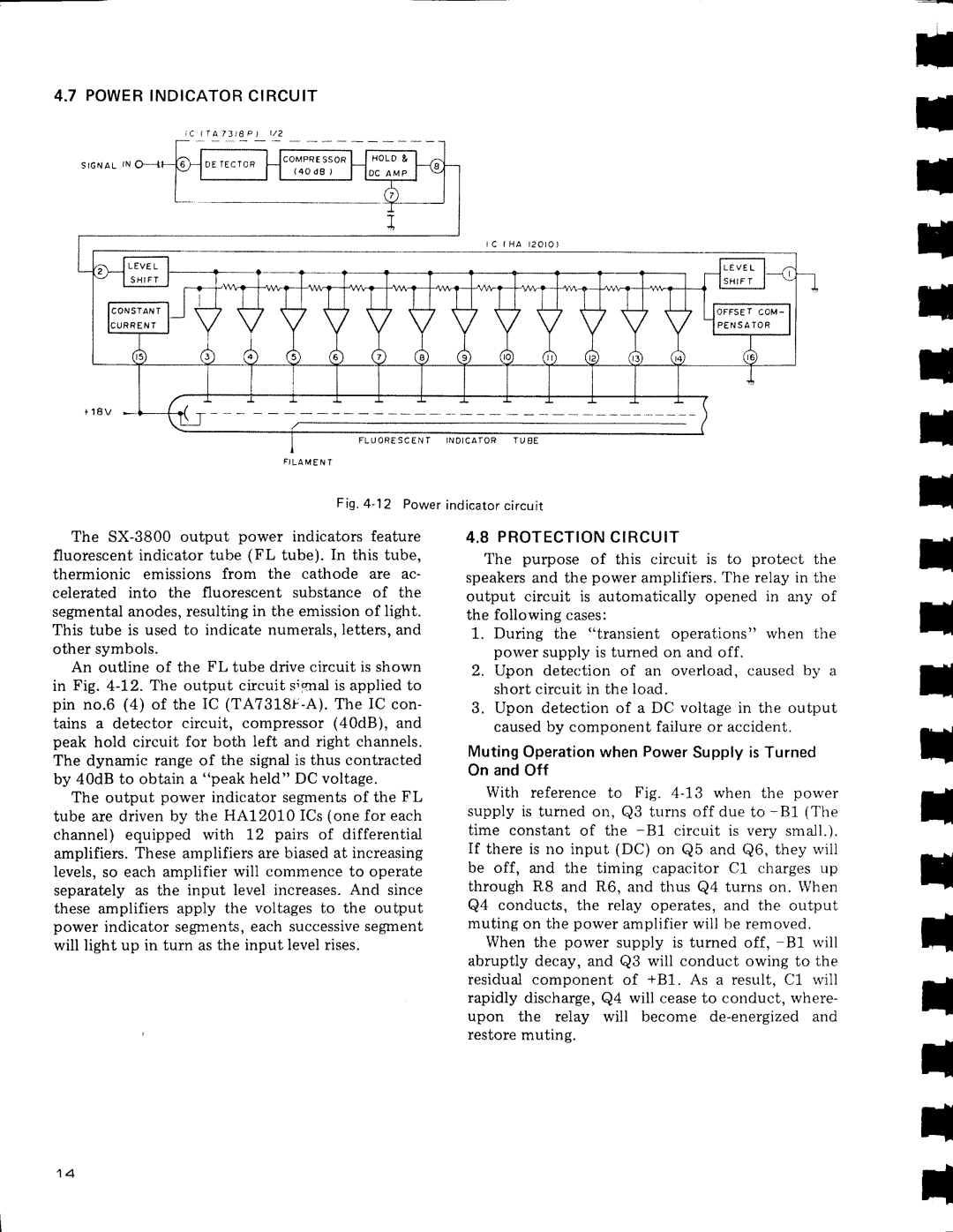 Pioneer SX-3800 manual O W E R N D I C a T O RC I R C U I T, Fig .4 12 Power indicatorcircuit 