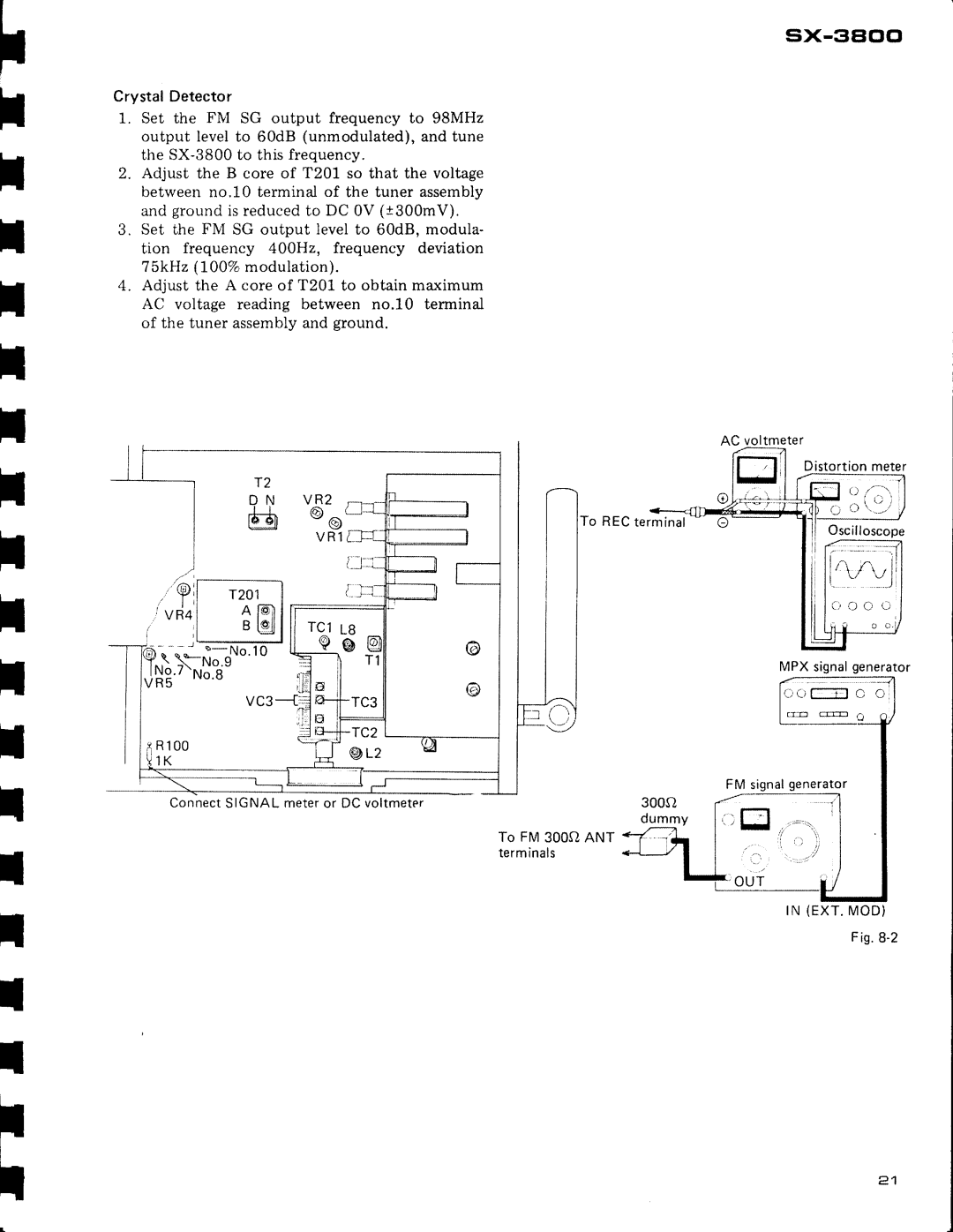 Pioneer SX-3800 manual To FM300n ANT terminals, AC voltmeter Distortionmeter R E Ct e r m i n a l, MPXsignalgenerator 