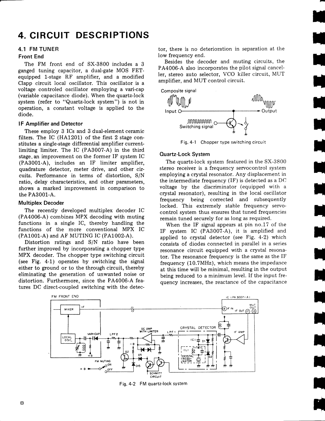 Pioneer SX-3800 Circuitdescriptions, InOutOutput, Switchins,is.rc-1q/ t h L, Compositesignal, Choppertype switchingcircuit 