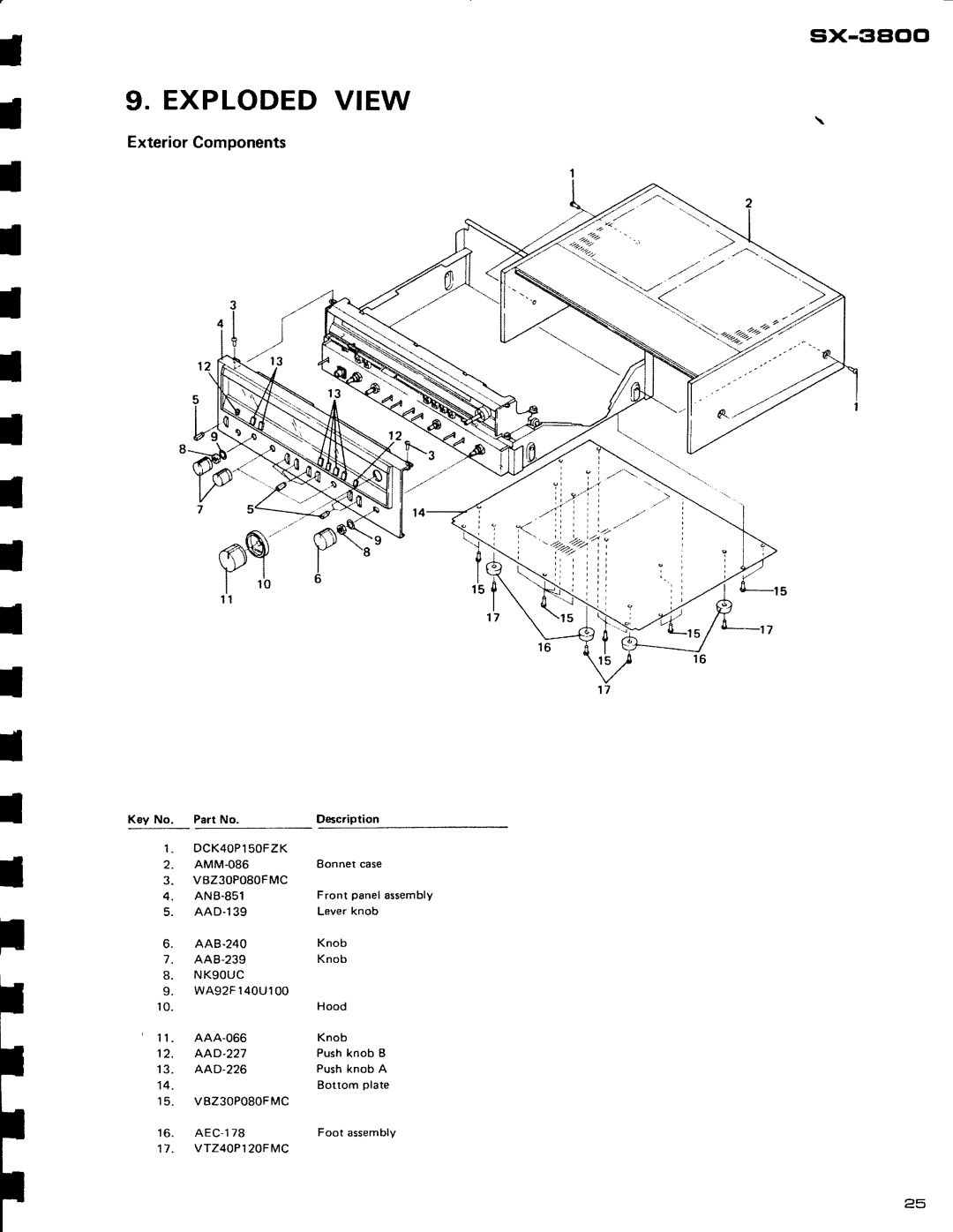 Pioneer SX-3800 manual I I I I, Explodedview, Eix-3Elclcl, ExteriorComponents 