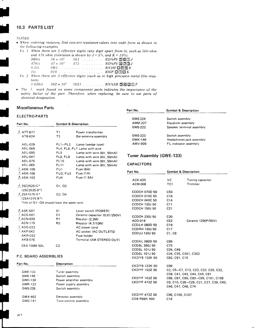 Pioneer SX-3800 manual I I t I T, aN,,4Sa, E6nmr, f- nrrezZ, TunerAssemblyGWE 