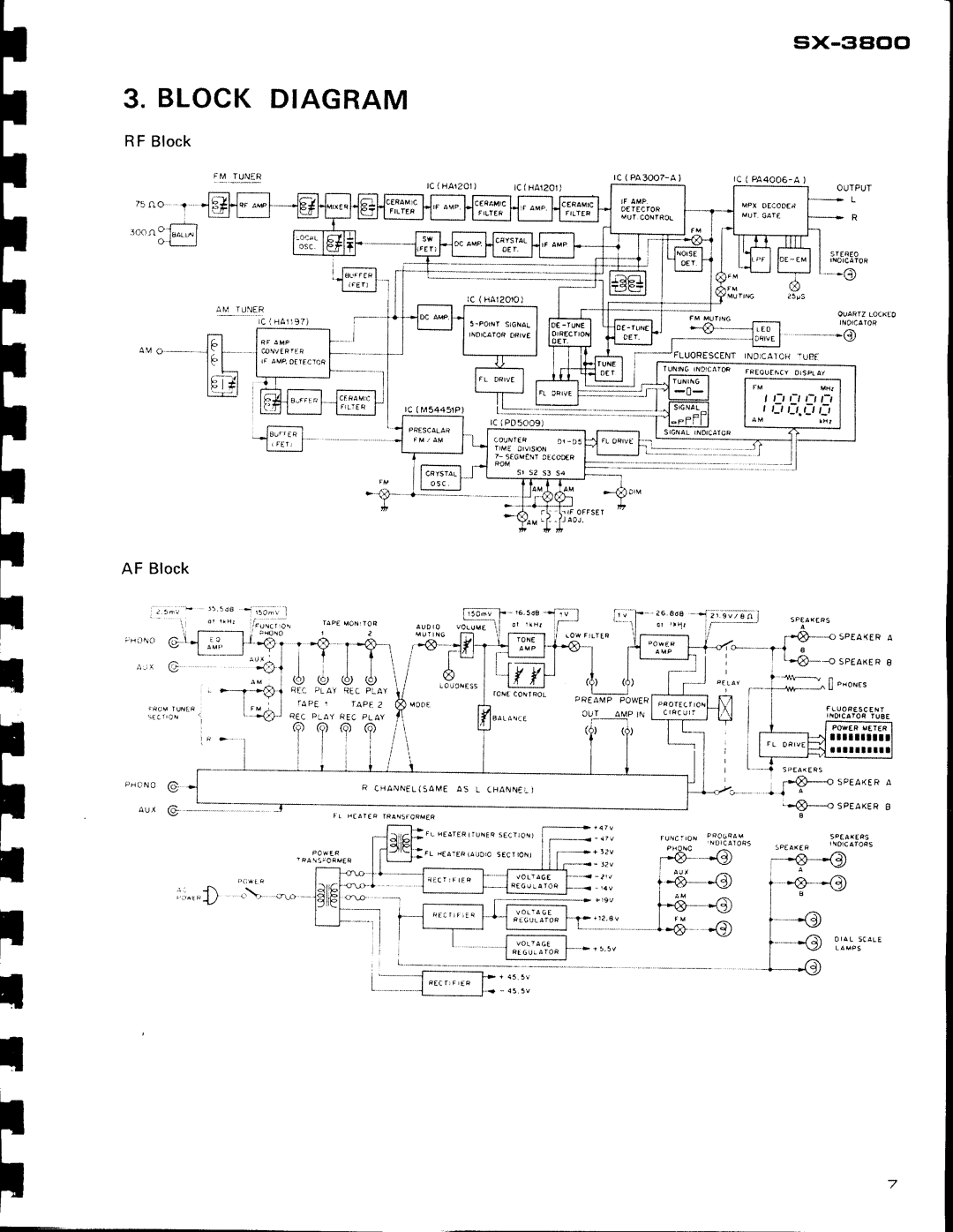 Pioneer SX-3800 manual f-*--e, Block Diagram, six-3aoo, 9--@, 6 -@, 1l , or i n, 1-a--@ f--q-*@, l-8 -O, lhTjl, l-68-ll 