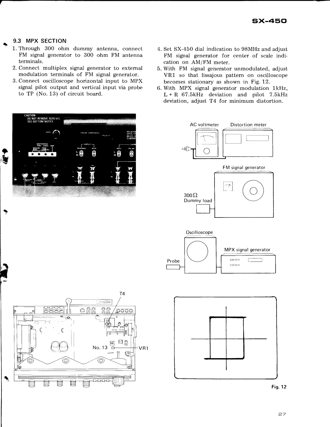 Pioneer sx-450 manual MPX Section 