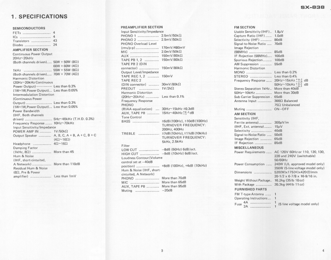 Pioneer SX-838 manual 