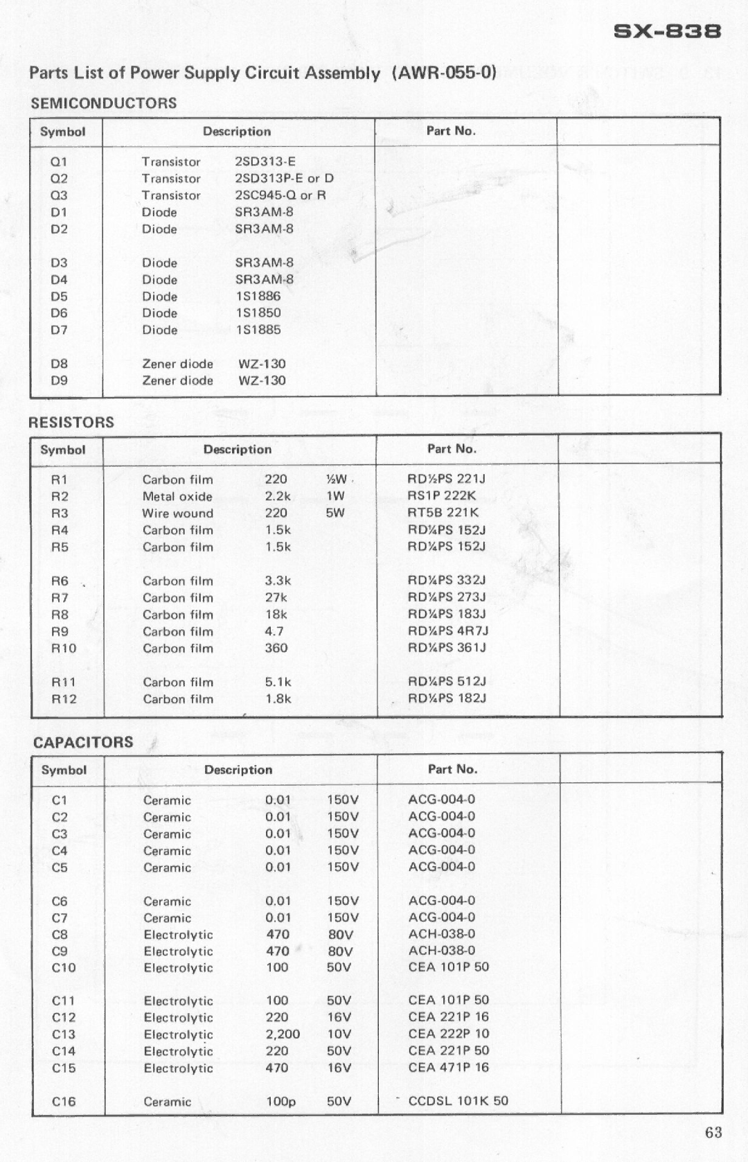 Pioneer SX-838 manual 