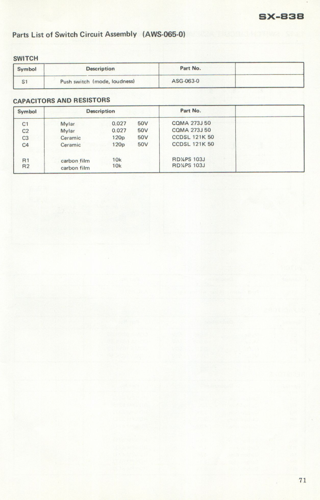 Pioneer SX-838 manual 