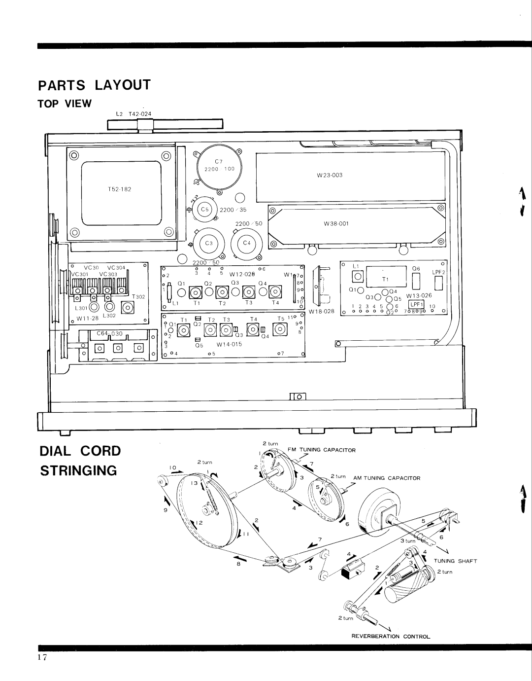 Pioneer SX-9000 service manual lfl,qb@5p59il, pO:O6,o,@8.6, Parts Lavout, Dial Cord Stringing 