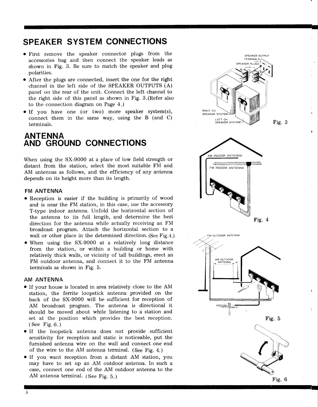 Pioneer SX-9000 service manual Speakhrsystemconnections, Antenna And Groundconnections 