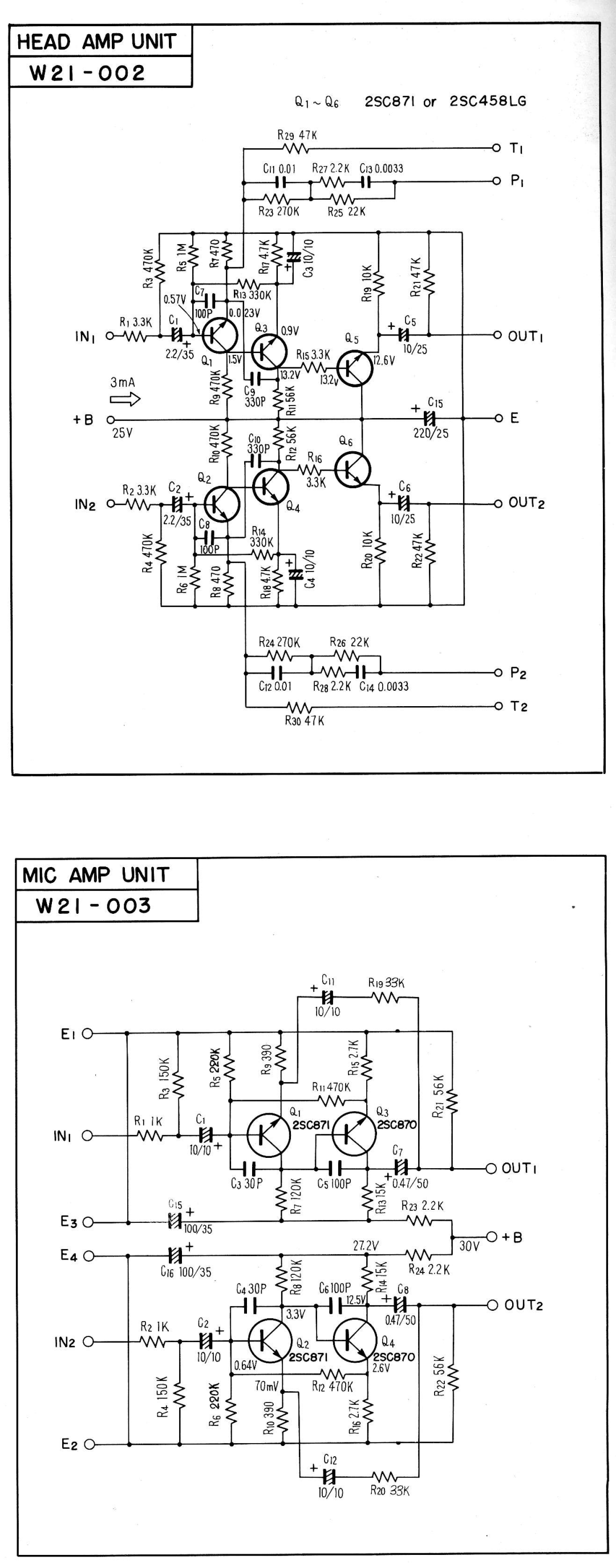 Pioneer SX-9000 service manual w 2 r - o o, w 2 t- o o, Headampunit, Mic Amp Unit 