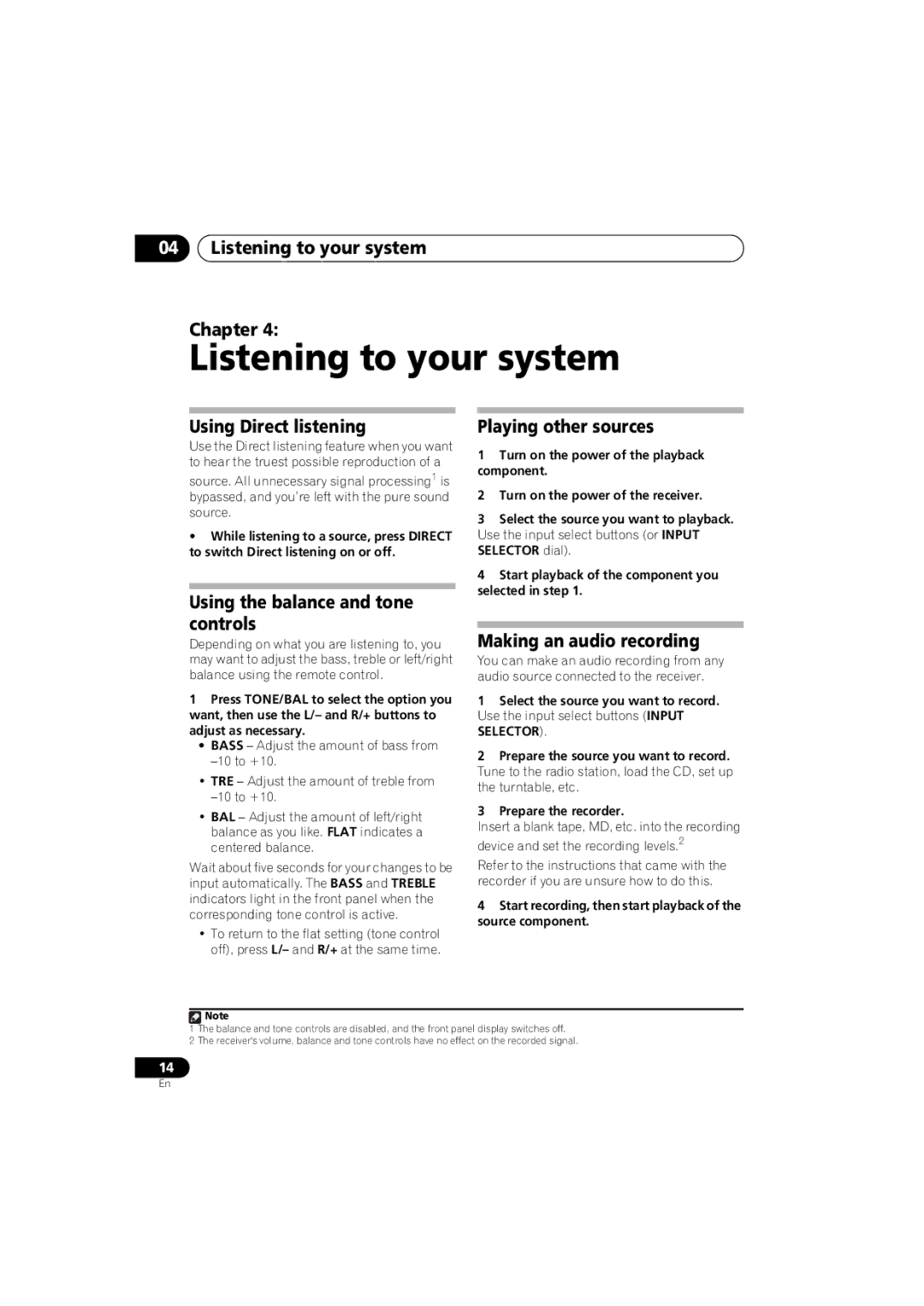 Pioneer SX-A6-J manual Listening to your system 