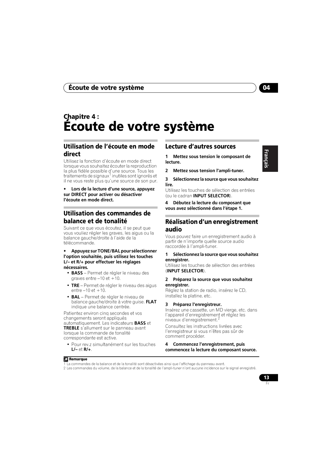 Pioneer SX-A6MK2-K operating instructions Écoute de votre système 