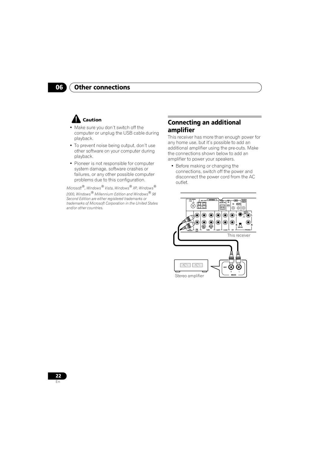 Pioneer SX-A9MK2-K manual Connecting an additional amplifier 