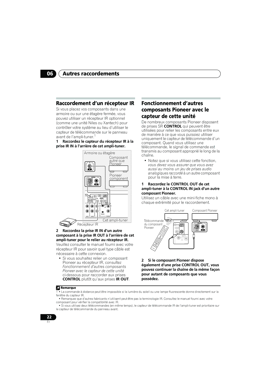 Pioneer SX-A9MK2-K manual Autres raccordements Raccordement d’un récepteur IR, Composant, Autre que 