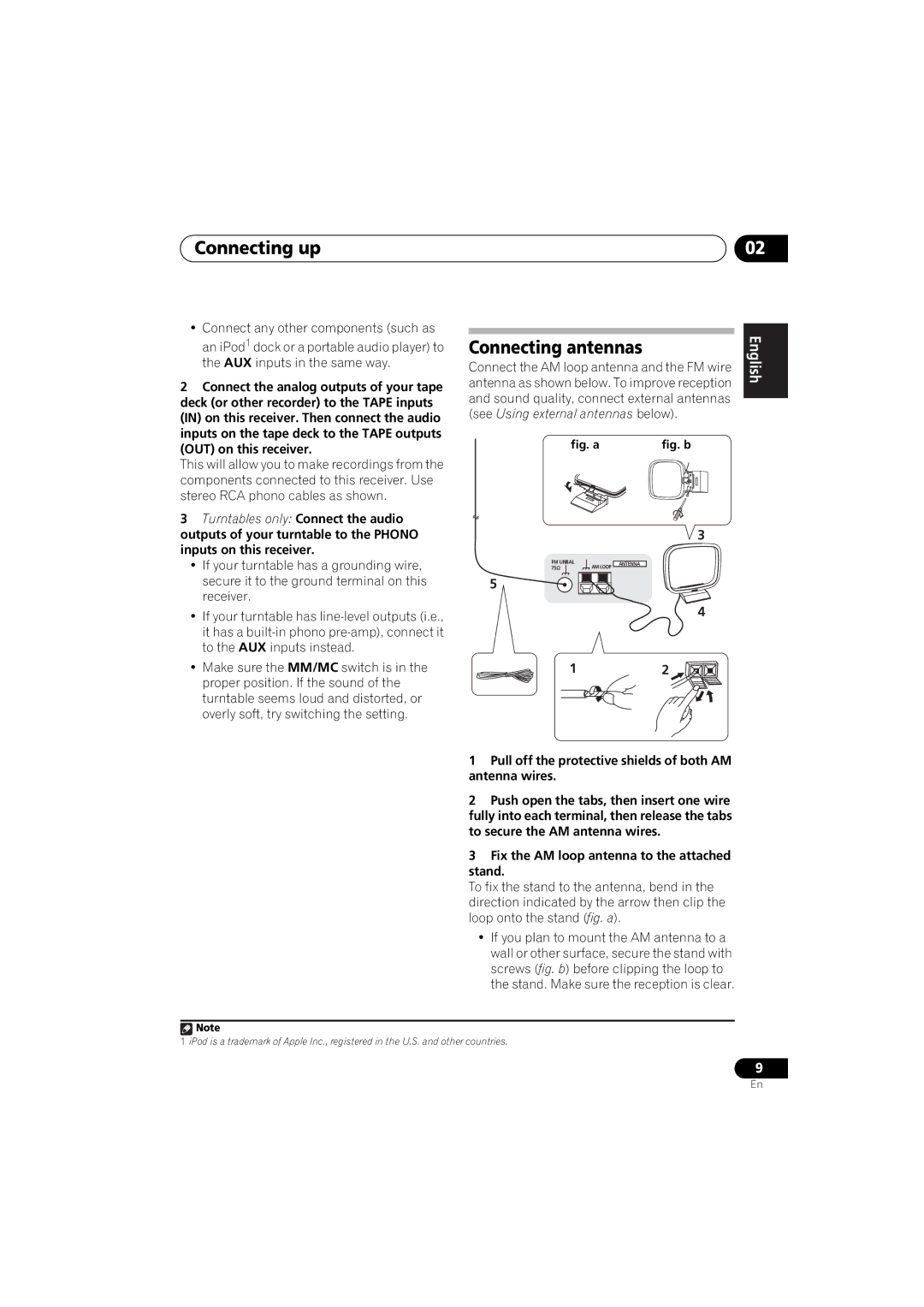 Pioneer SX-A9MK2-K manual Connecting up, Connecting antennas 