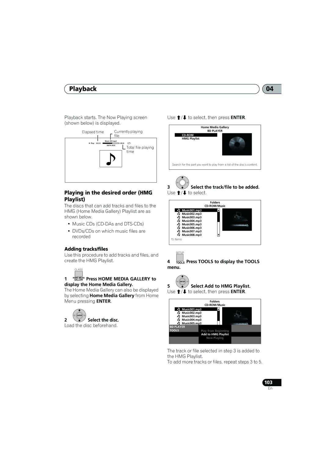 Pioneer SX-LX03 manual Load the disc beforehand, Use / to select, Tools Press Tools to display the Tools menu 