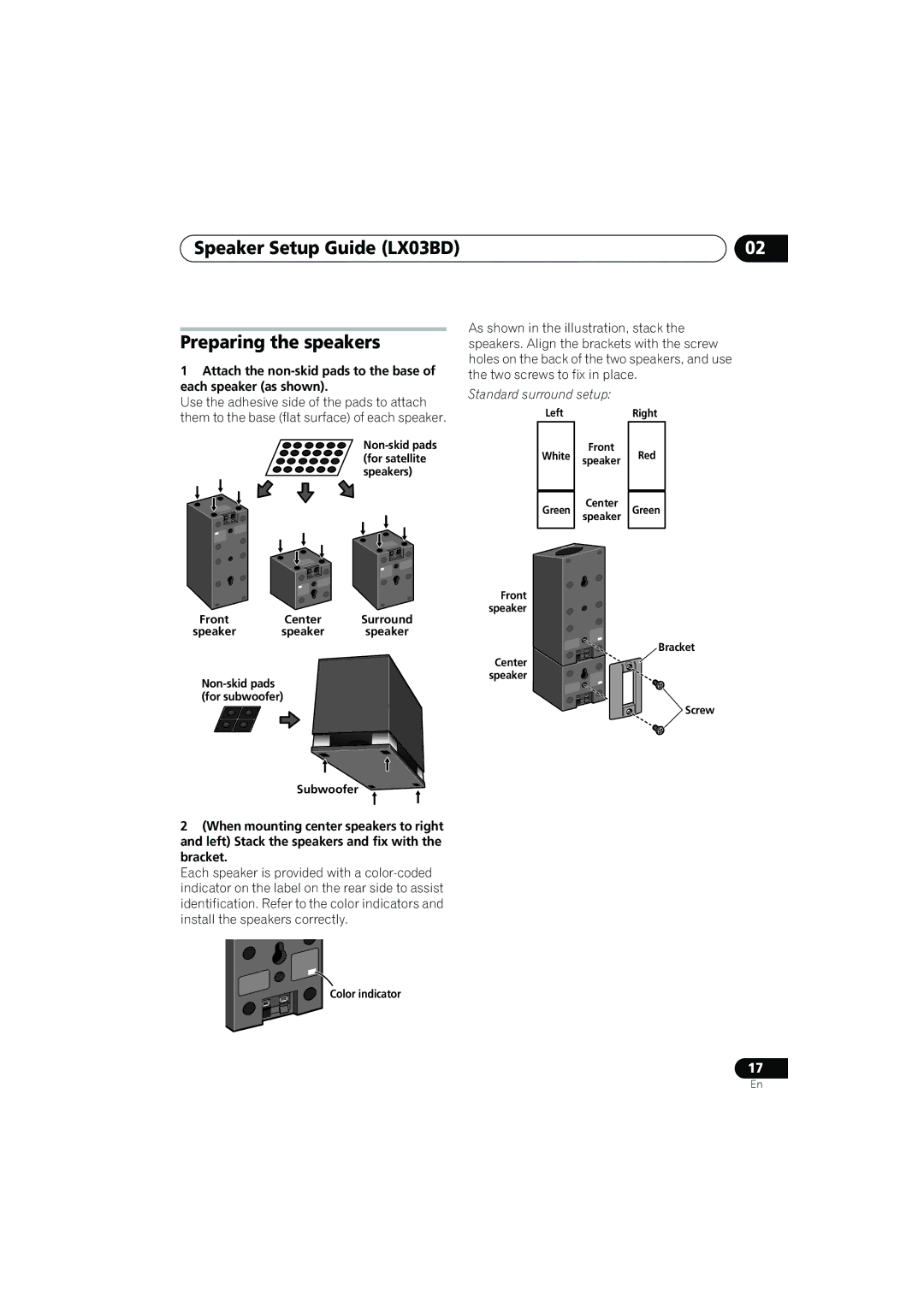 Pioneer SX-LX03 manual Preparing the speakers, Italiano 