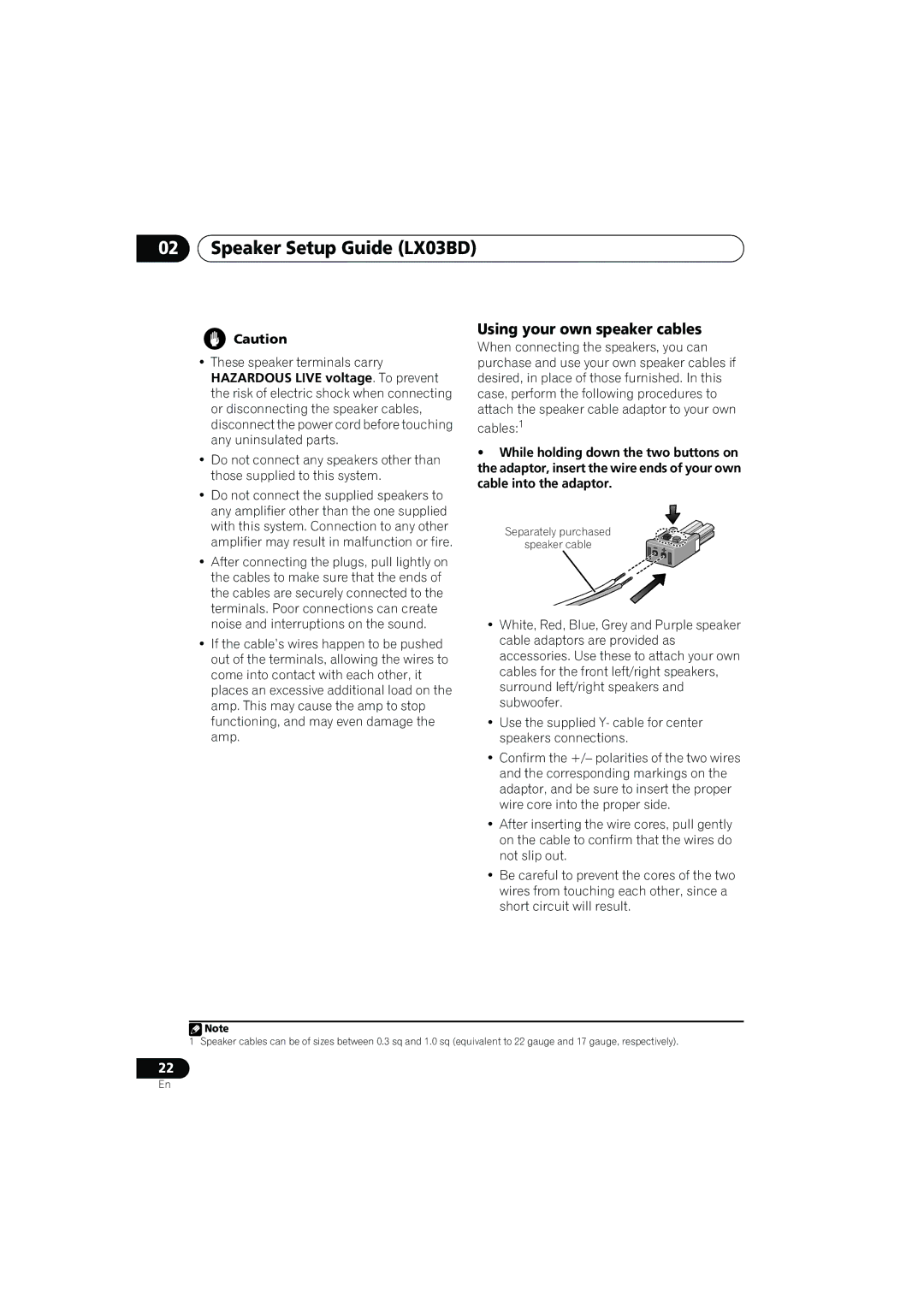 Pioneer SX-LX03 manual Using your own speaker cables 