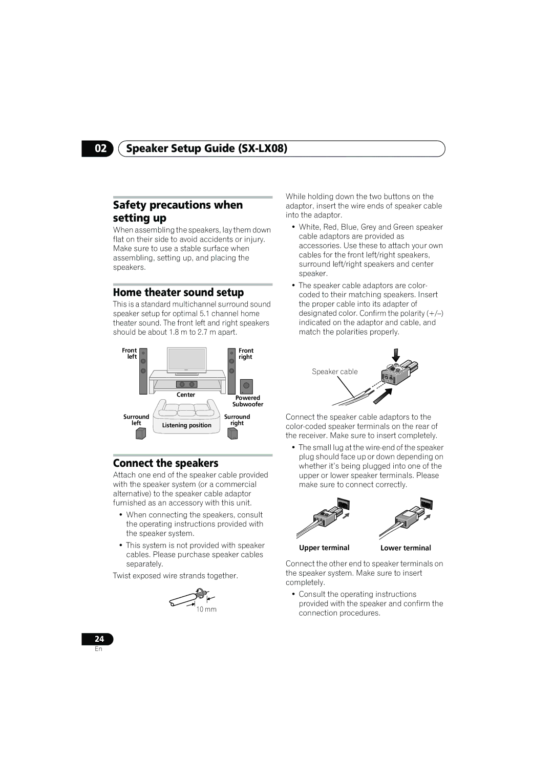 Pioneer SX-LX03 manual Left Right 