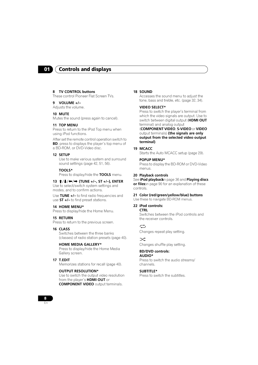 Pioneer SX-LX03 manual Controls and displays 