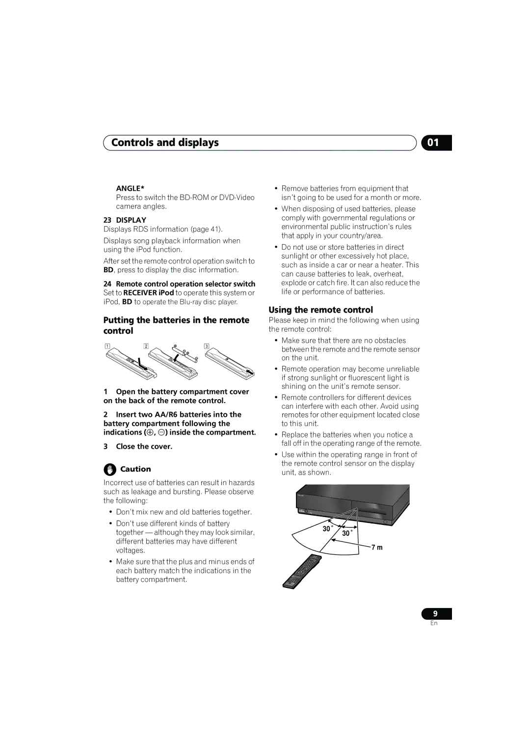 Pioneer SX-LX03 manual Putting the batteries in the remote control, Using the remote control, Close the cover 