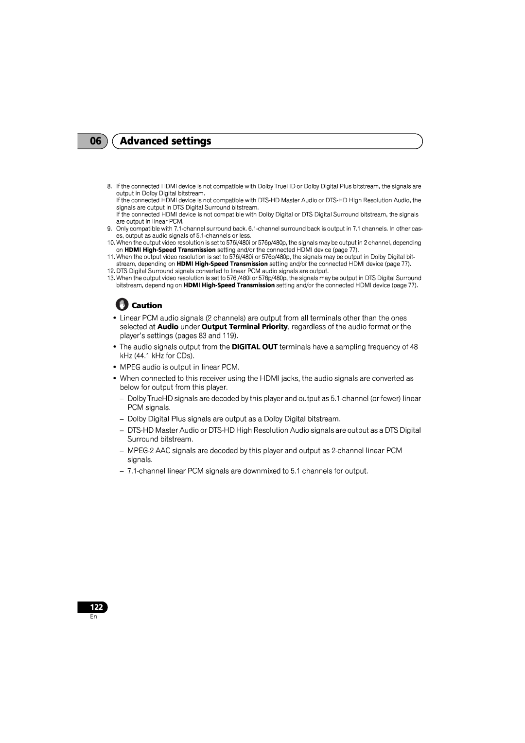 Pioneer SX-LX03 manual 06Advanced settings 