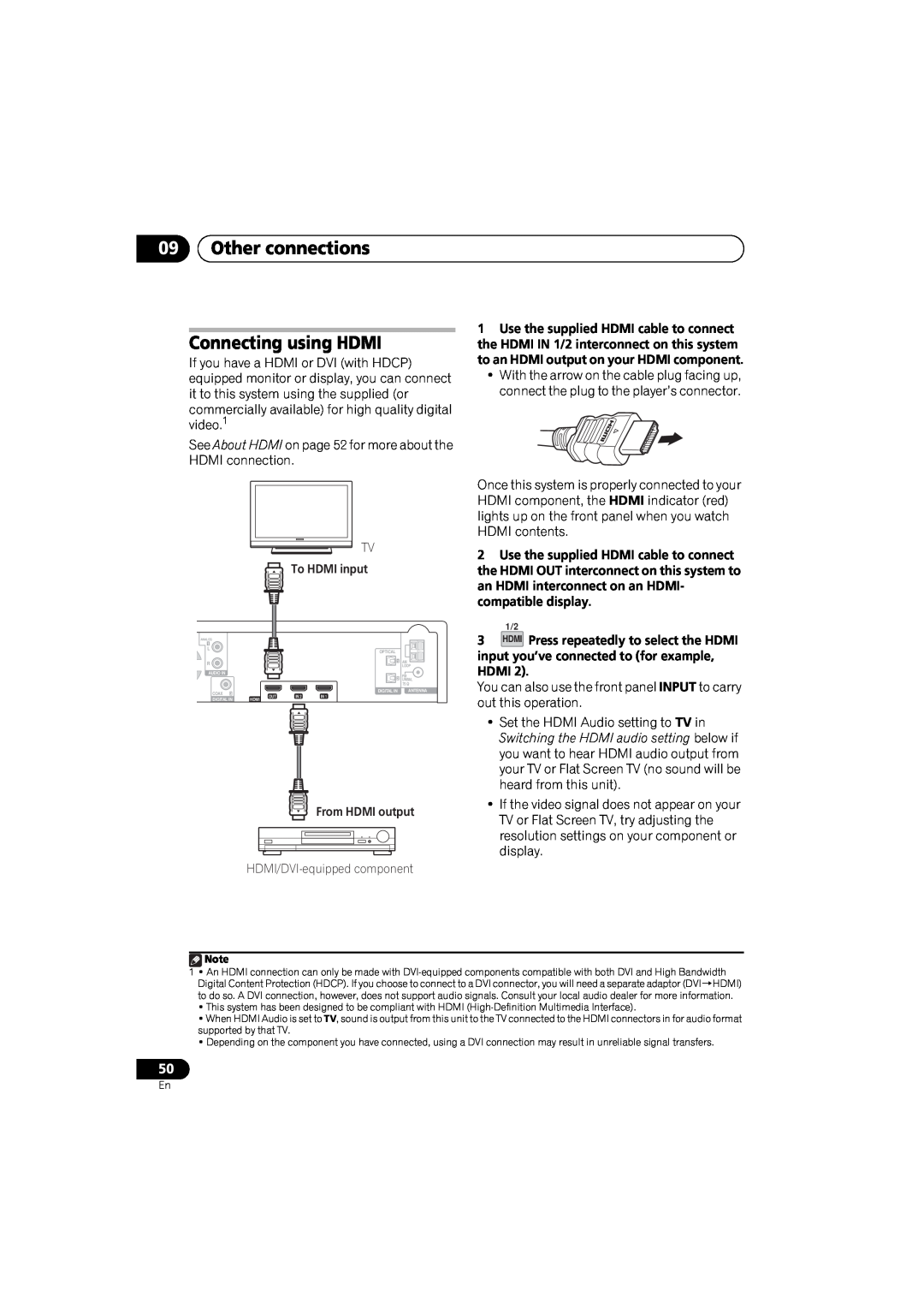 Pioneer SX-LX03 manual 09Other connections Connecting using HDMI 