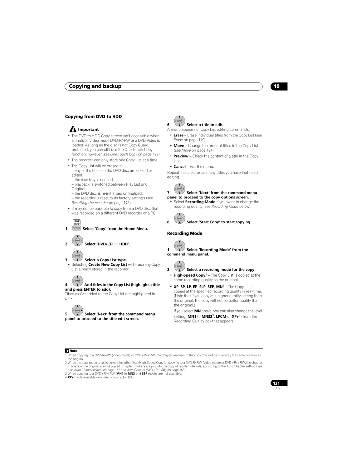 Pioneer SX-LX70SW manual Copying from DVD to HDD, Recording Mode 