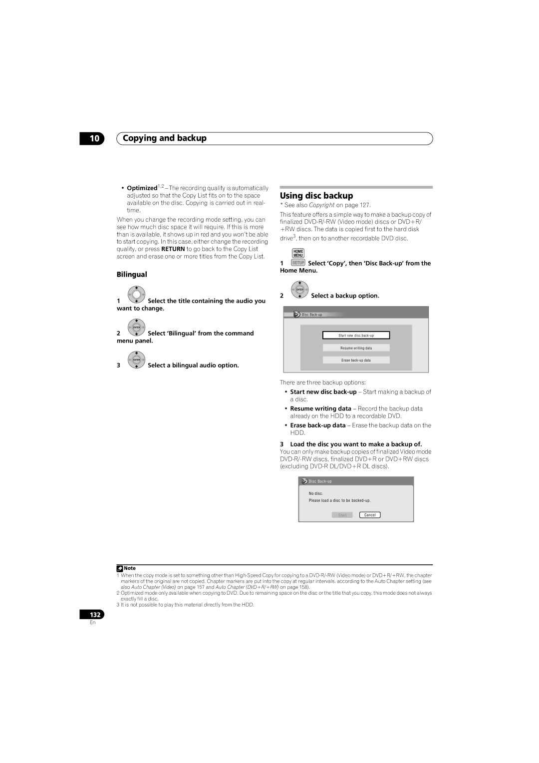 Pioneer SX-LX70SW manual Using disc backup, Bilingual 