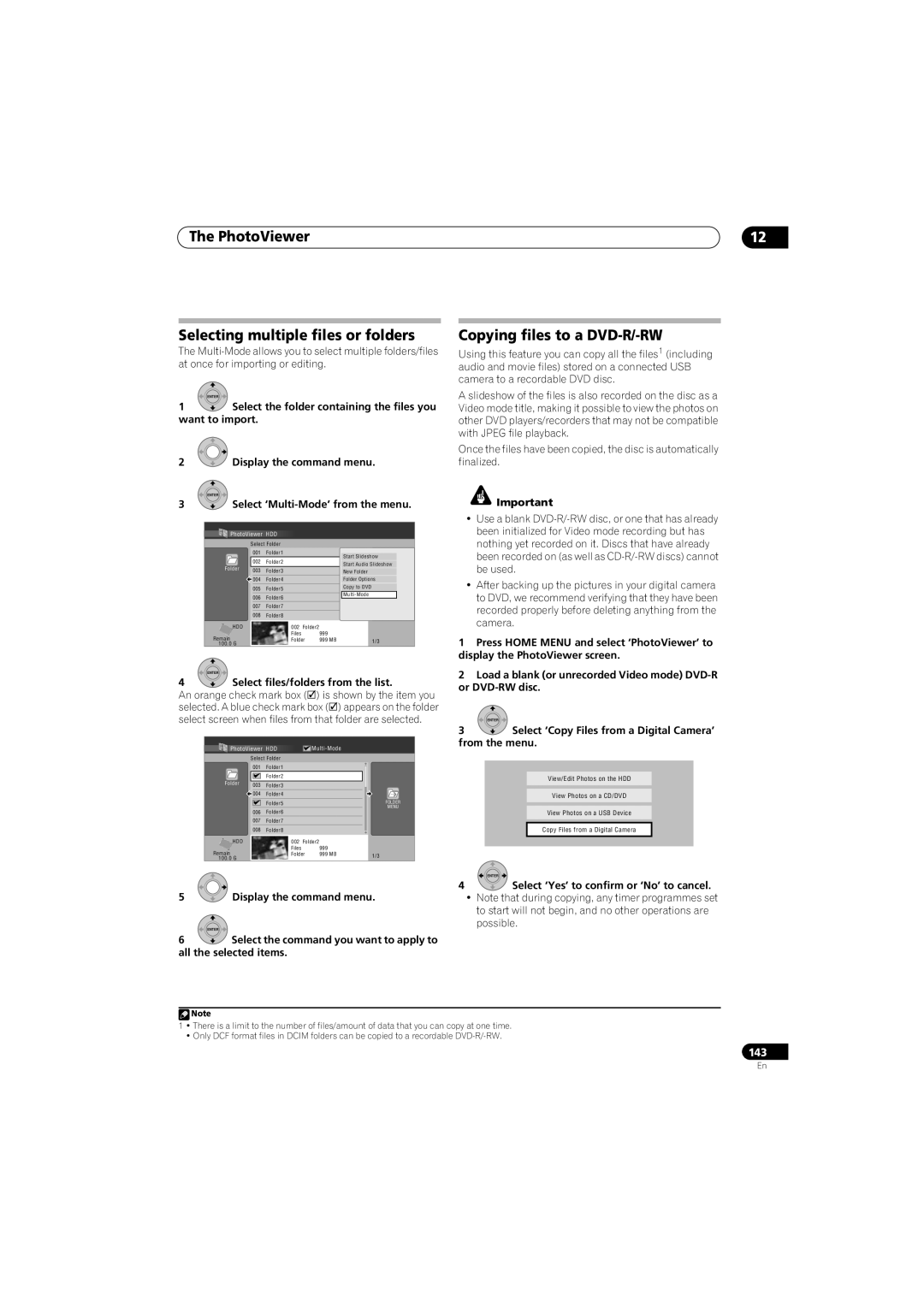 Pioneer SX-LX70SW manual PhotoViewer Selecting multiple files or folders, Select ‘Multi-Mode’ from the menu, From the menu 