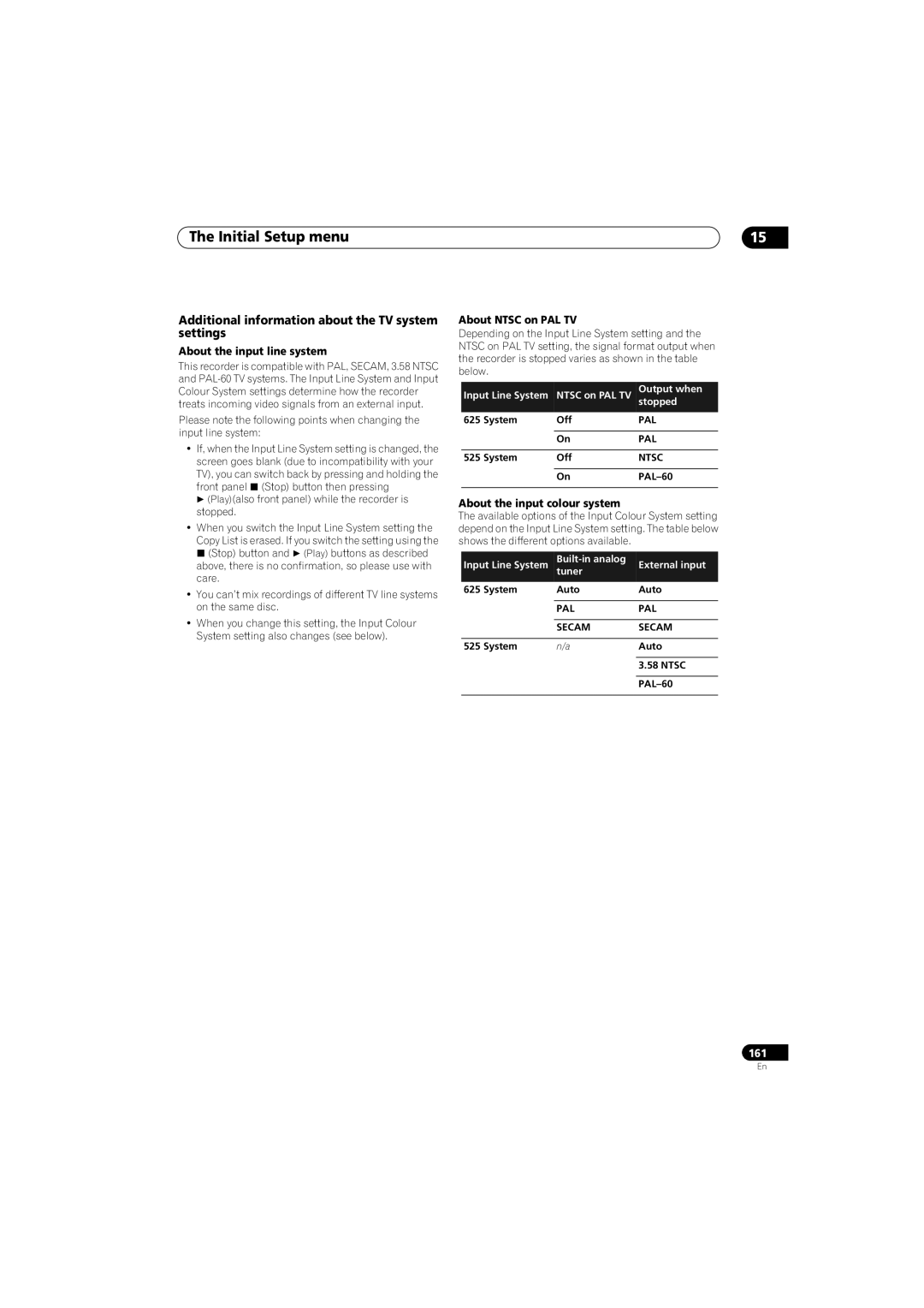 Pioneer SX-LX70SW Additional information about the TV system settings, About the input line system, About Ntsc on PAL TV 