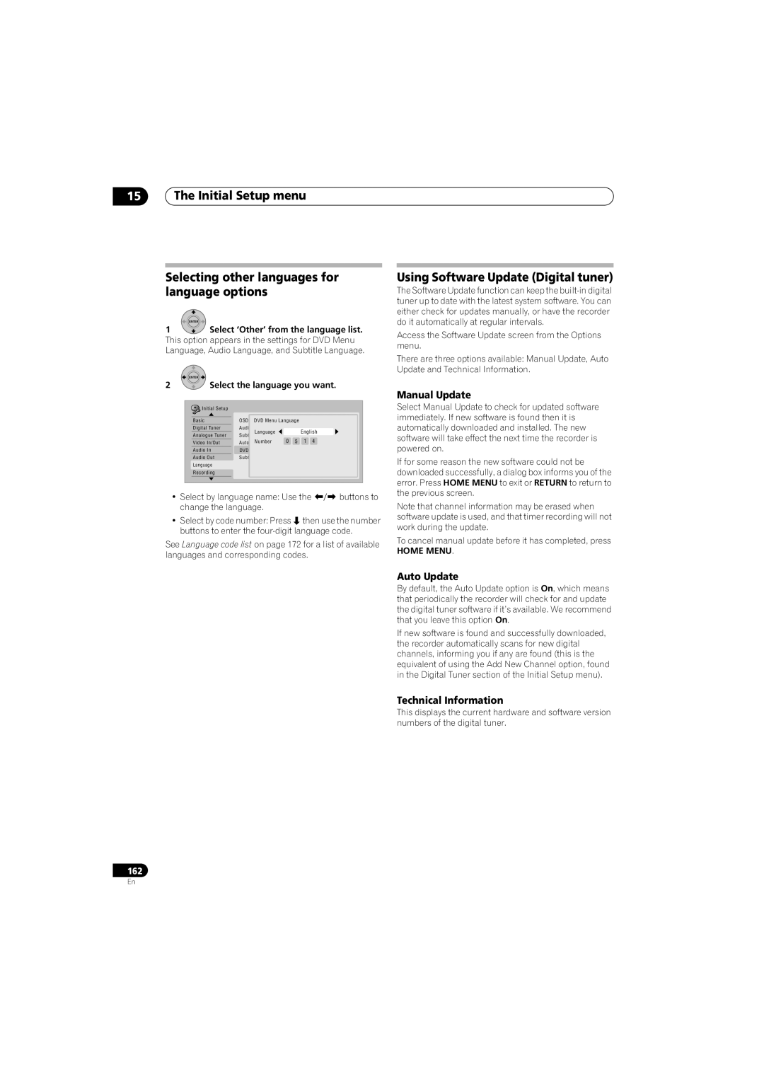 Pioneer SX-LX70SW manual Using Software Update Digital tuner, Manual Update, Auto Update, Technical Information 