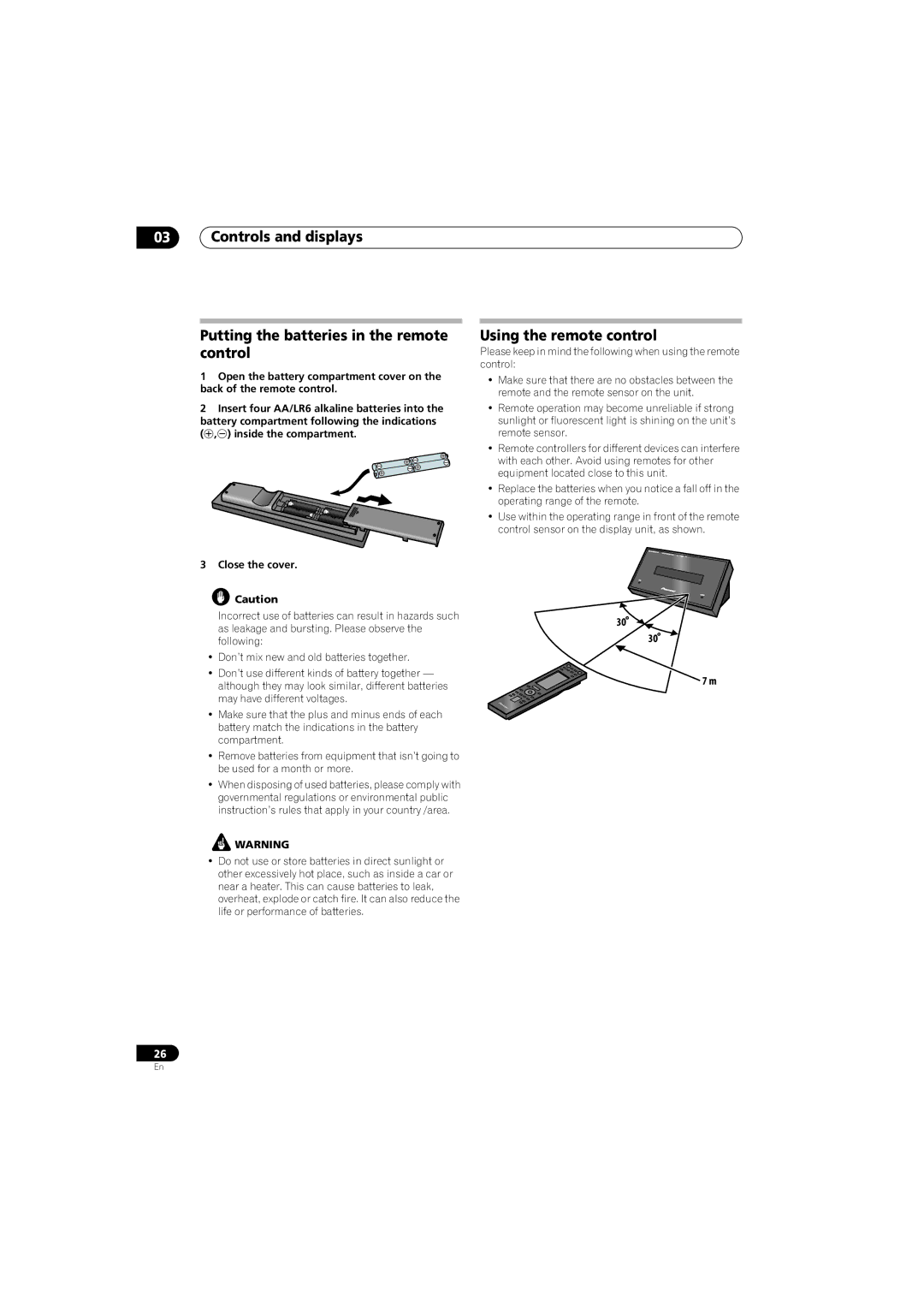 Pioneer SX-LX70SW manual Using the remote control, Close the cover 