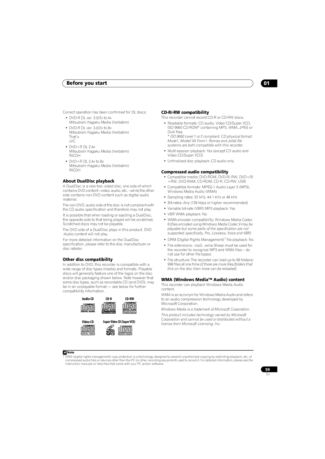 Pioneer SX-LX70SW manual About DualDisc playback, CD-R/-RW compatibility, Compressed audio compatibility 