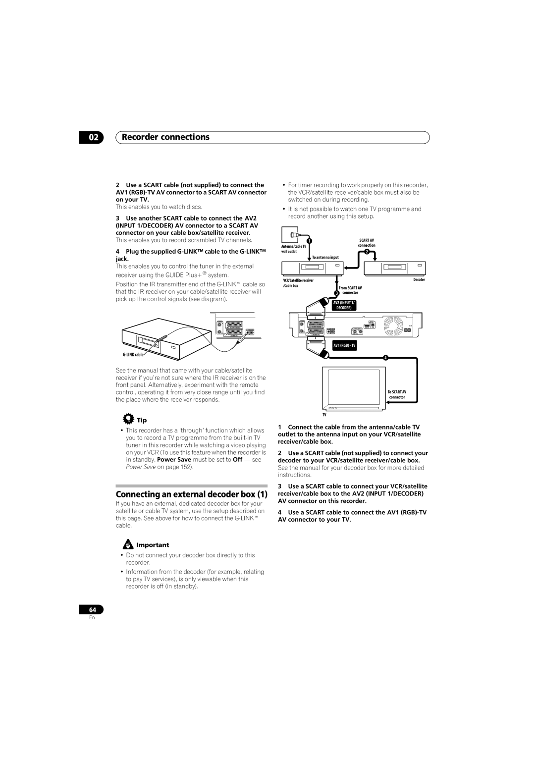 Pioneer SX-LX70SW manual Connecting an external decoder box, This enables you to watch discs, Link cable 