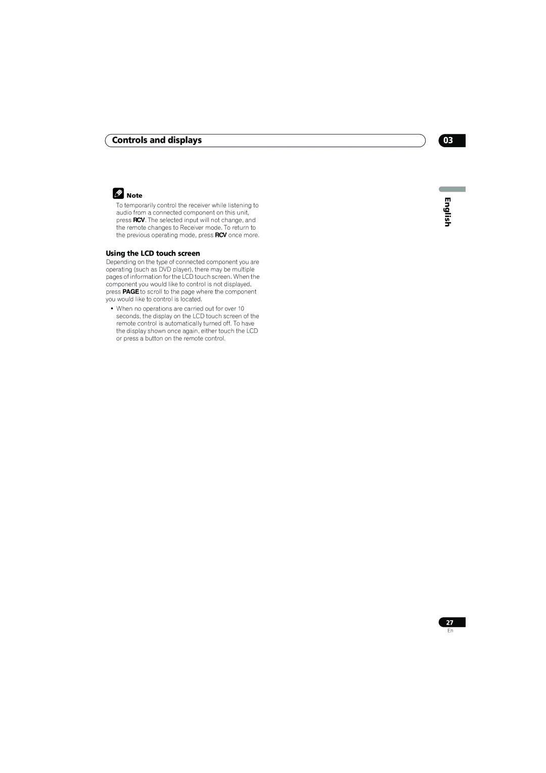 Pioneer SX-LX70SW operating instructions Using the LCD touch screen 